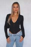 In Pursuit Long Sleeve Corset Black