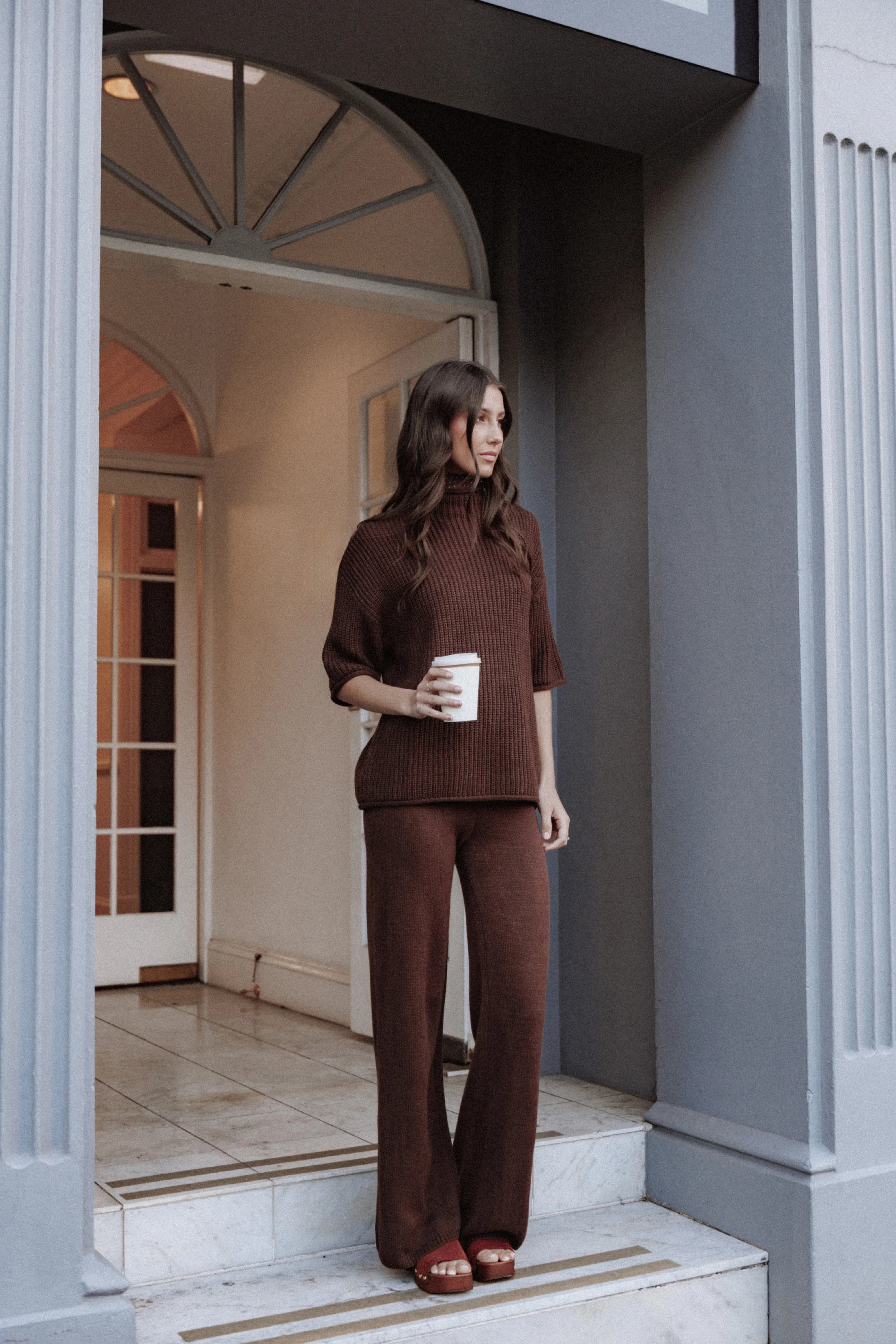 Remii Knit Pant Set Chocolate