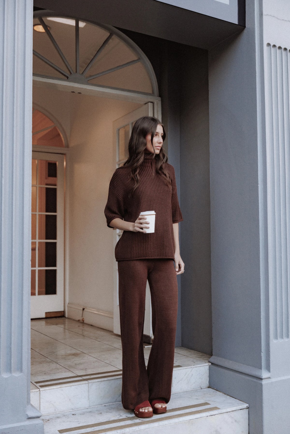 Remii Knit Pant Set Chocolate