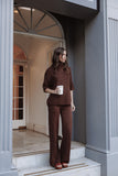 Remii Knit Pant Set Chocolate