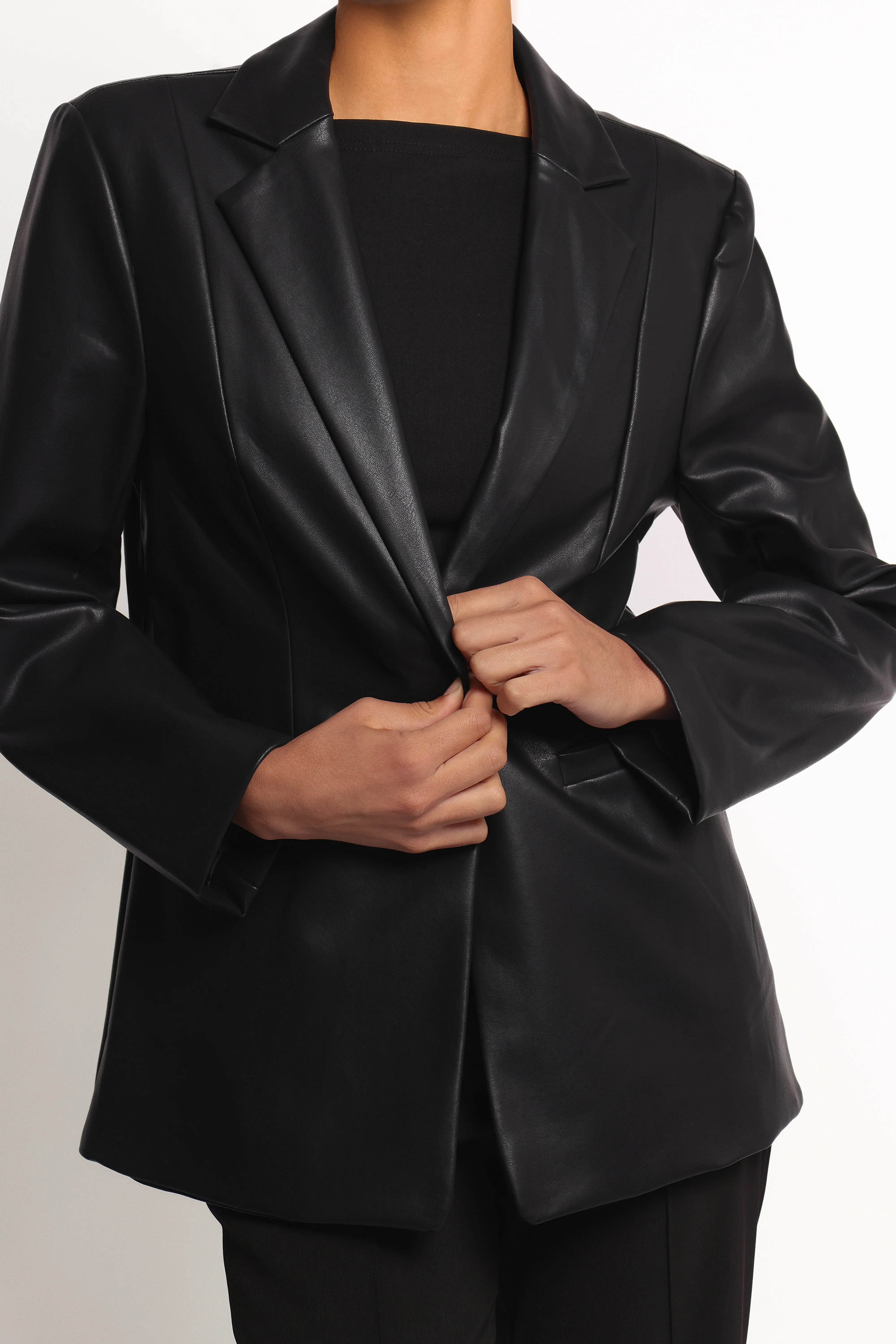 Jamie Faux Leather Blazer Black