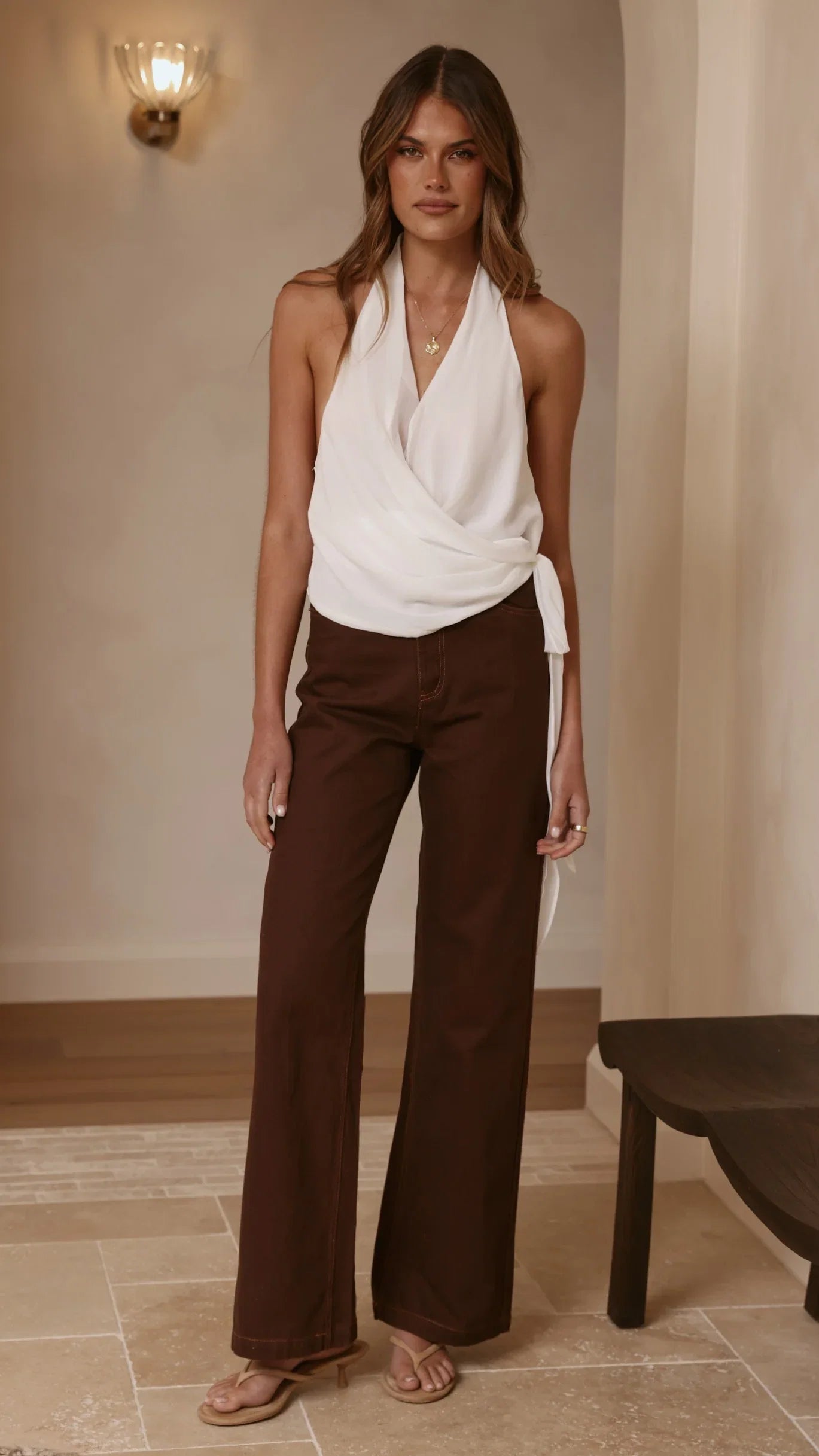 Belle Halter Neck Top White