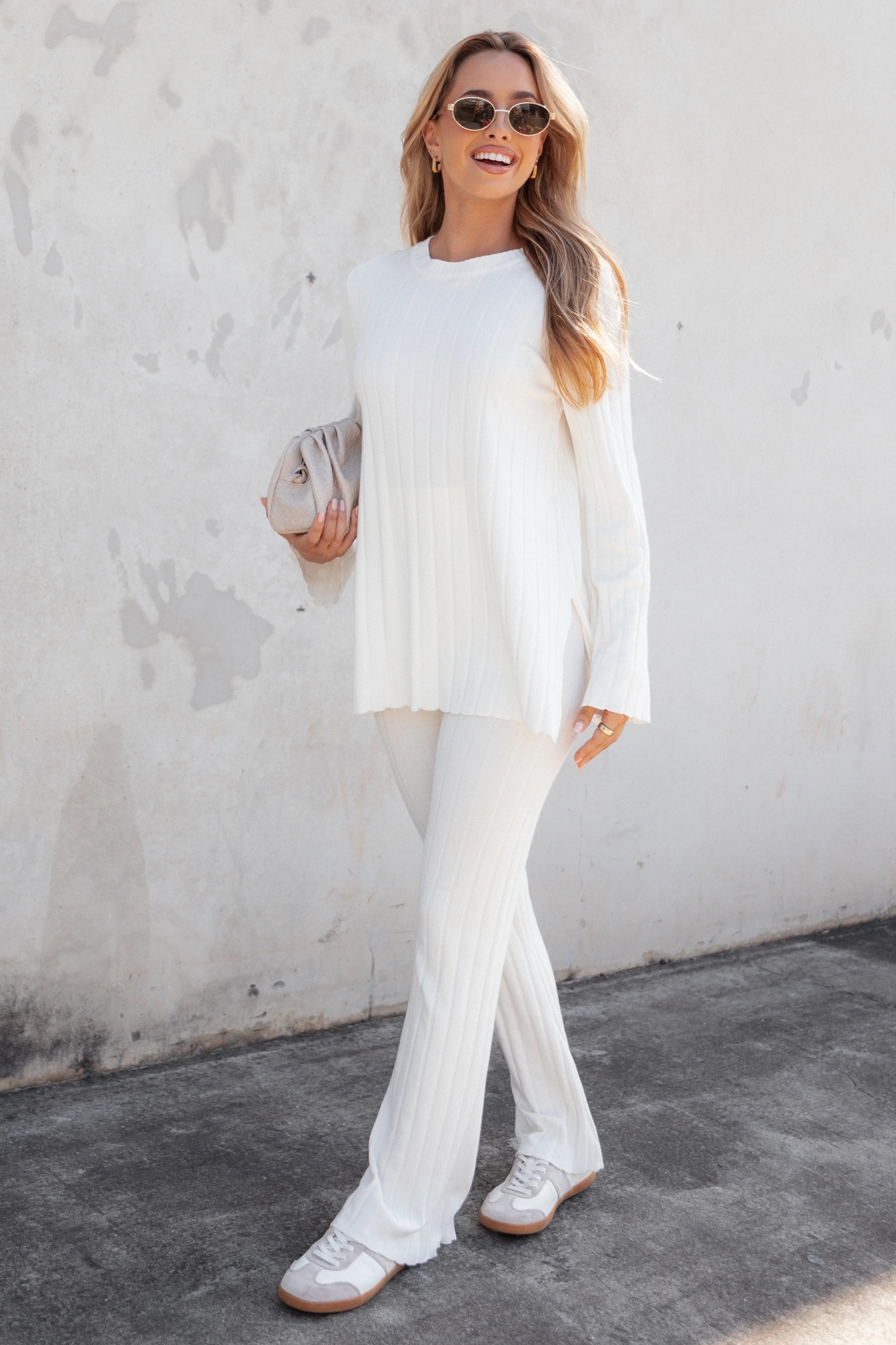 Silvie Long Sleeve Knitted Set Cream
