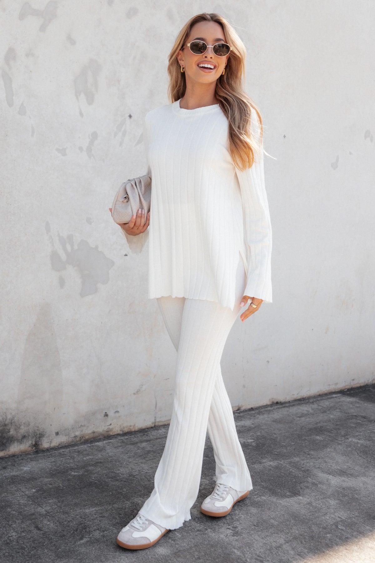 Silvie Long Sleeve Knitted Set Cream