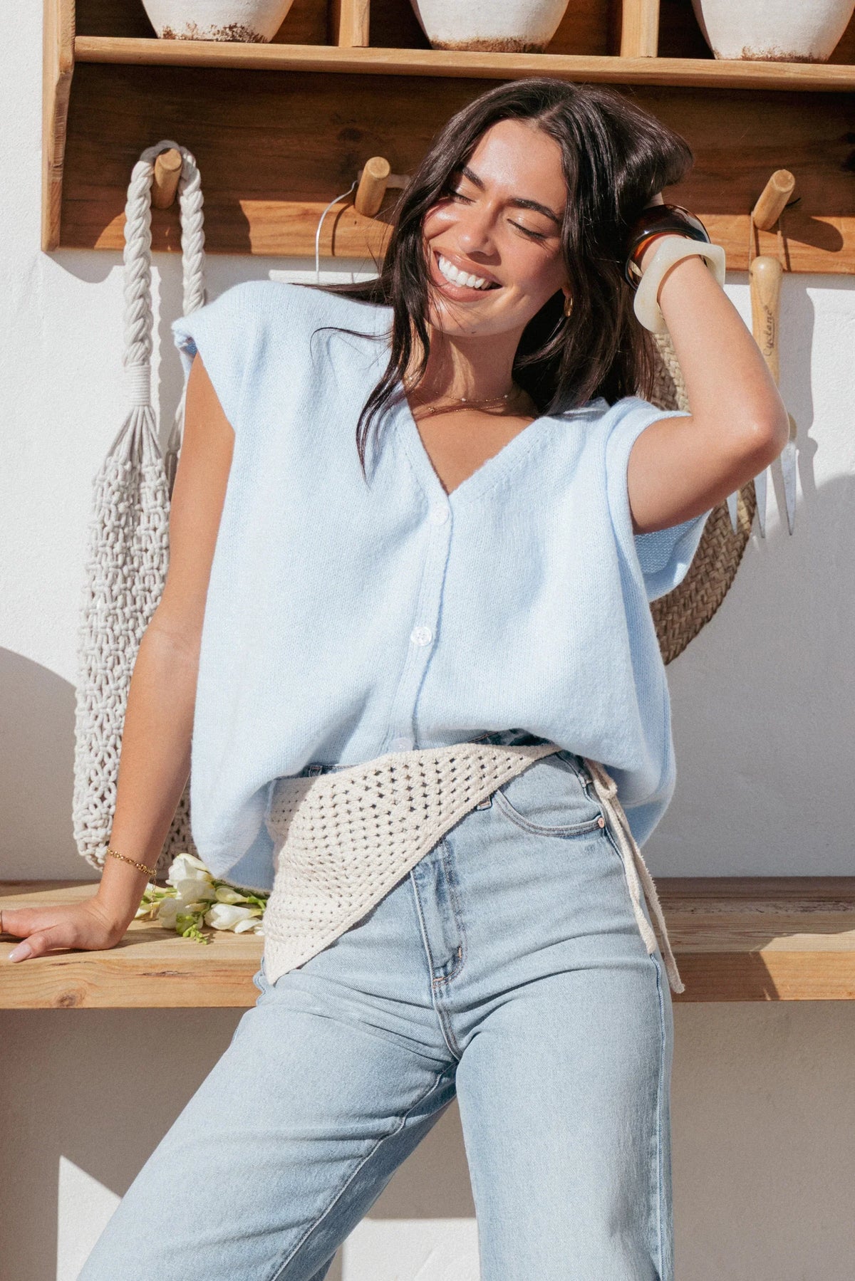 Mariana Knit Vest Pale Blue