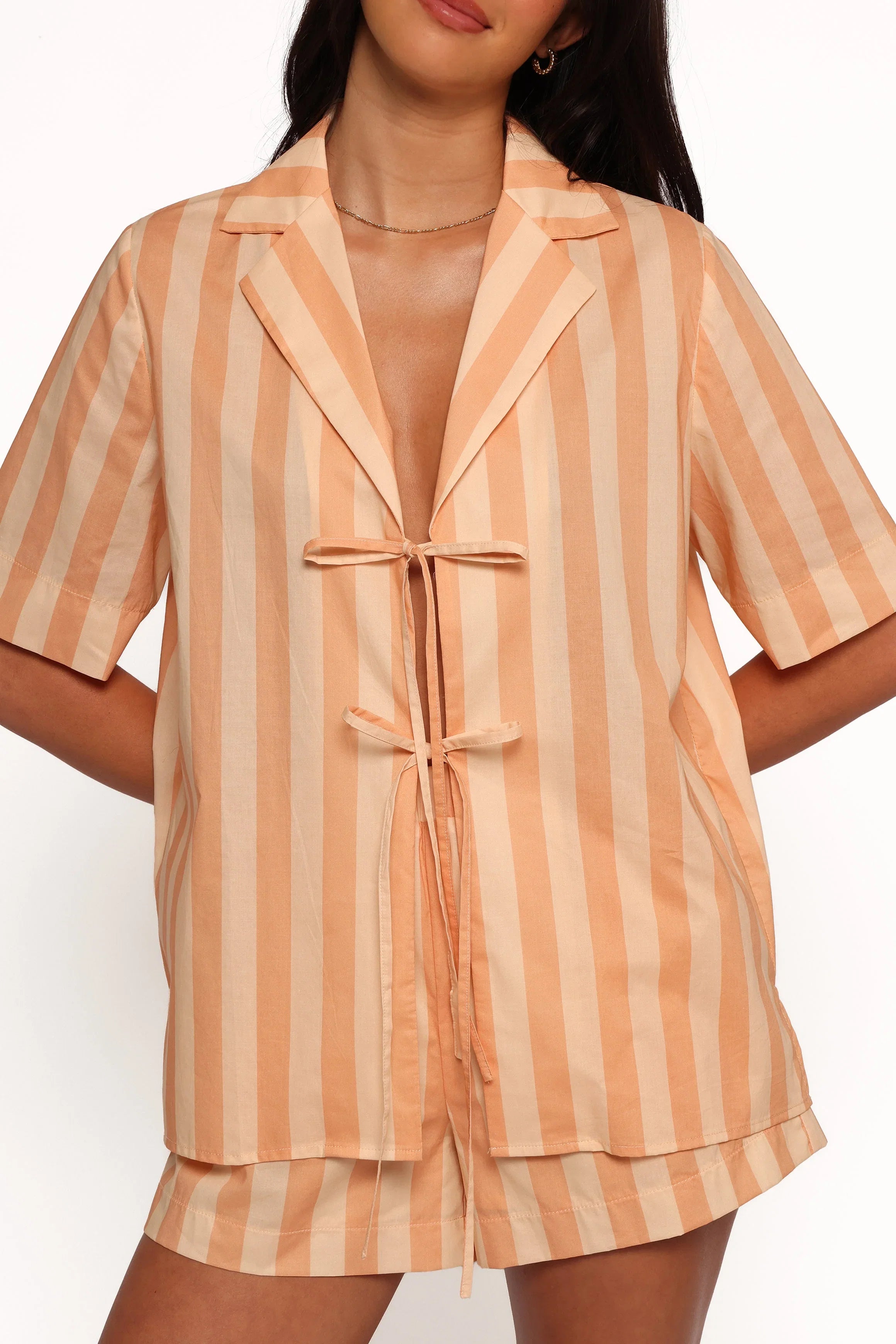 Essie Tie Front Shirt Terracotta Stripe