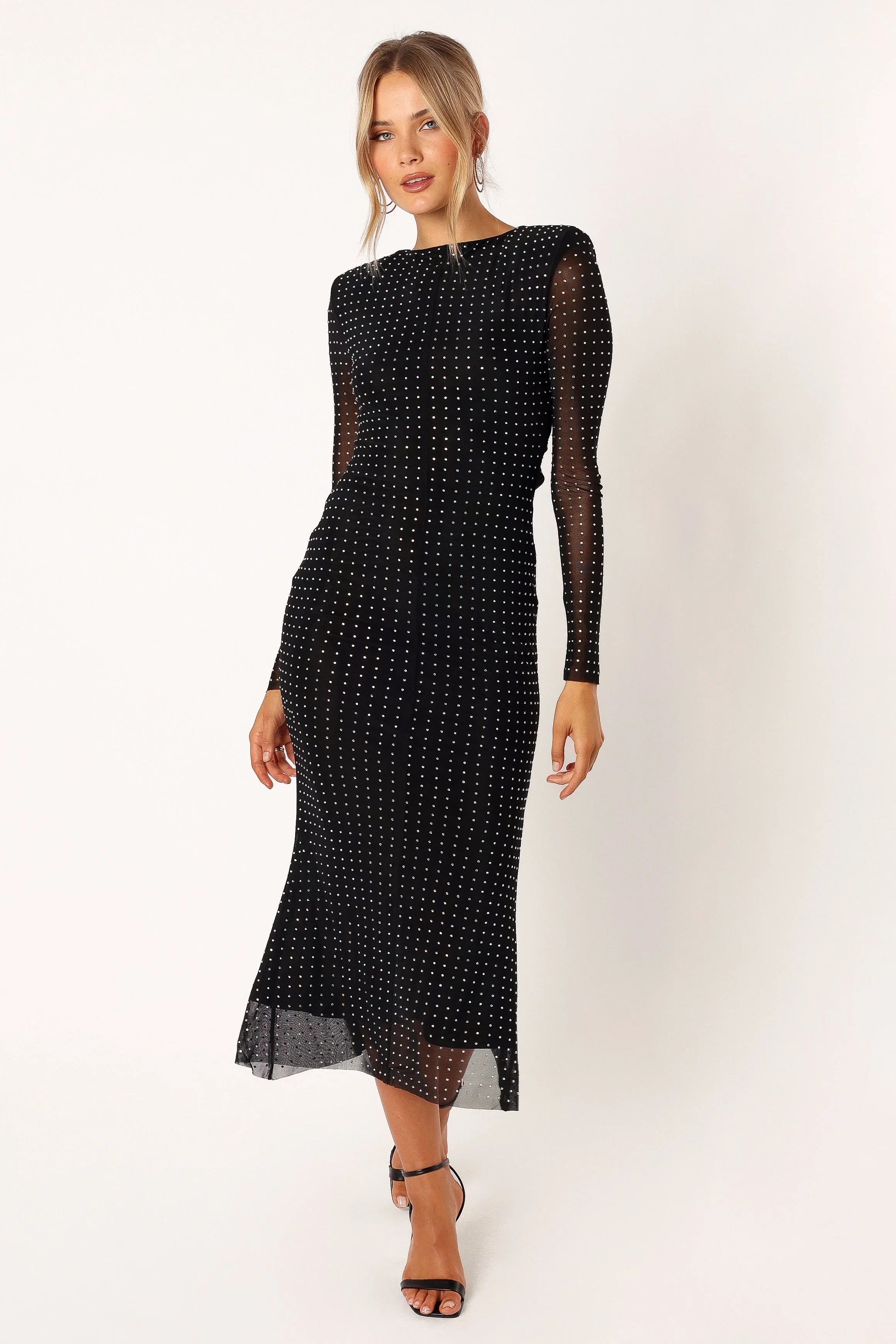 Salvatore Long Sleeve Midi Dress Black