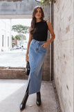 Dana Denim Midi Skirt Blue Wash