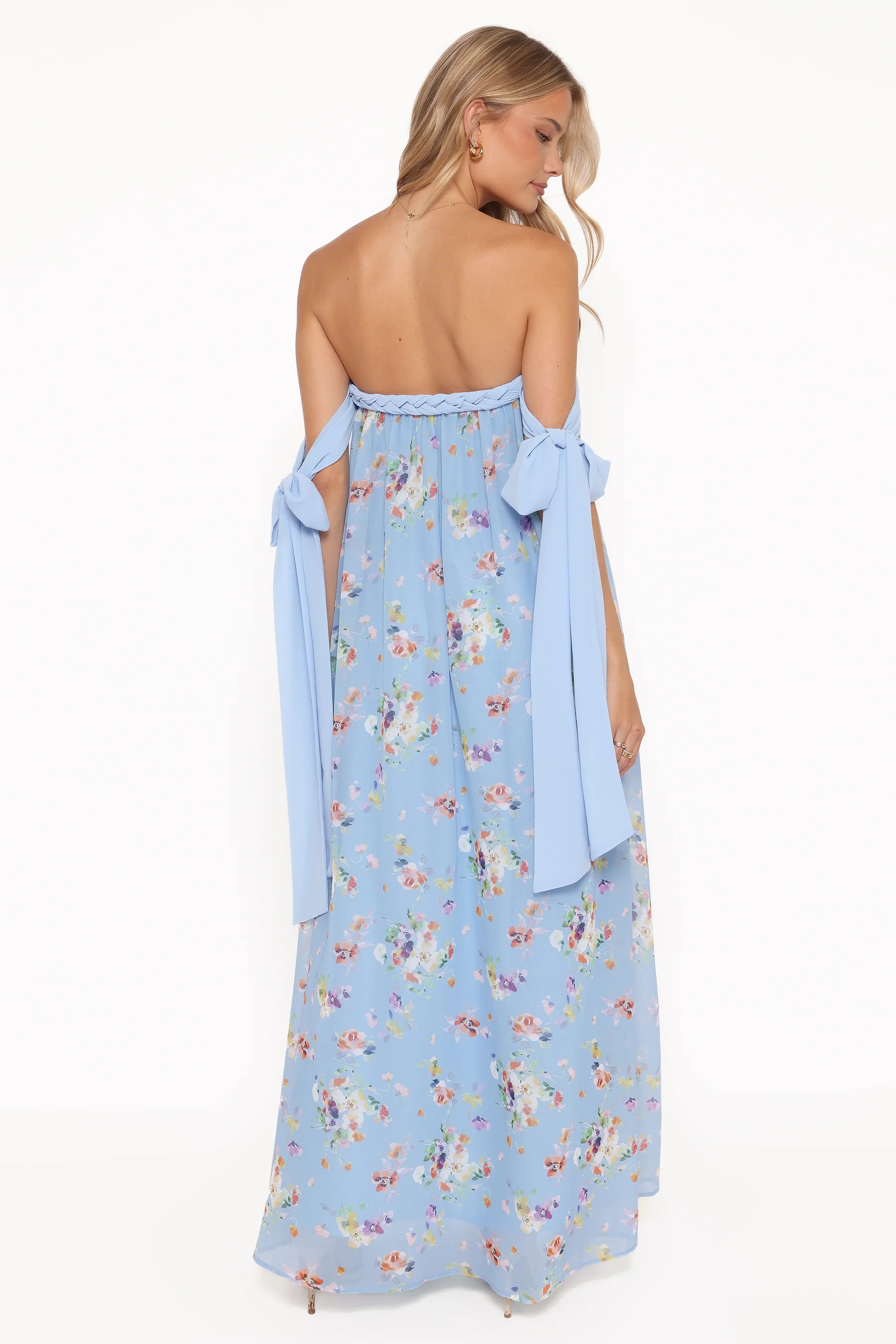 Codie Off Shoulder Maxi Dress Cornflower Blue Floral