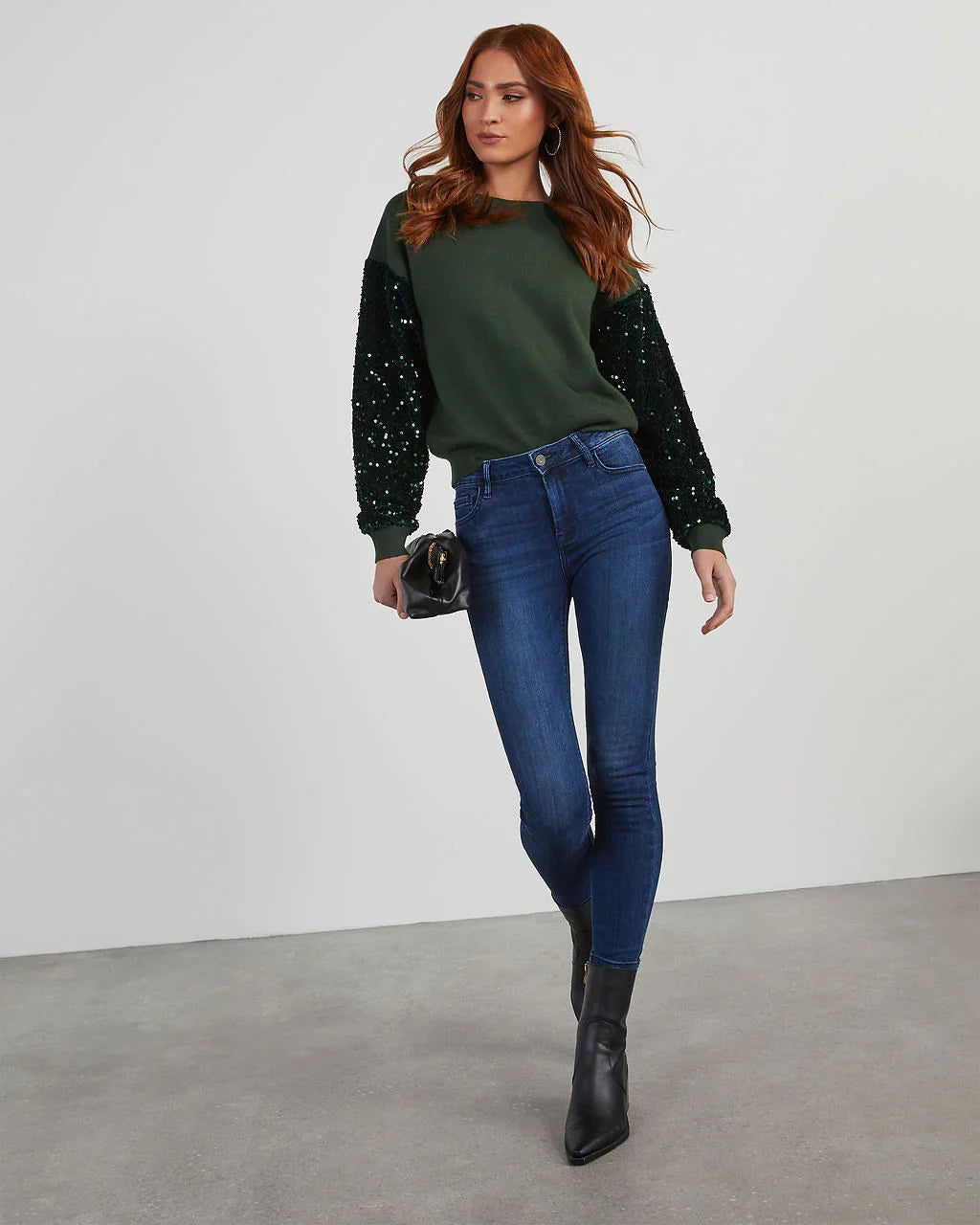 Yumi Contrast Sequin Knit Sweater