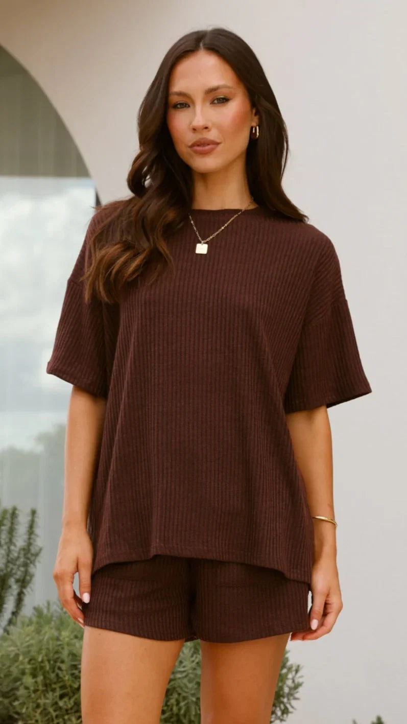Selma Top and Shorts Set Chocolate
