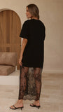 Kai Lace T Shirt Maxi Dress Black