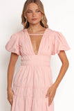 Joedy Puff Sleeve Midi Dress Pale Pink