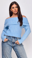 Erin Off Shoulder Sweater Top Blue