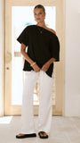 Pia One Shoulder Oversize Tee Black