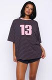 Good Old Days Oversized Tee Pink Navy Stripe