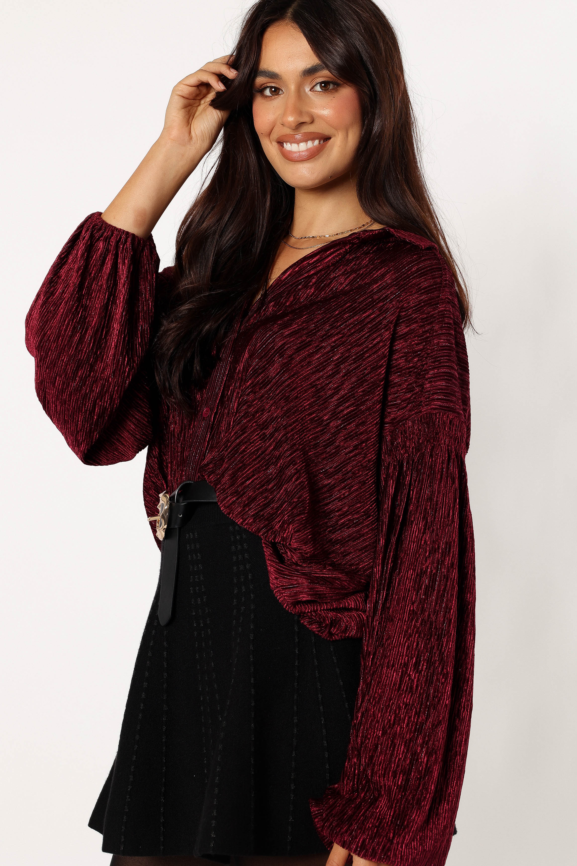 Cadence Long Sleeve Top Burgundy