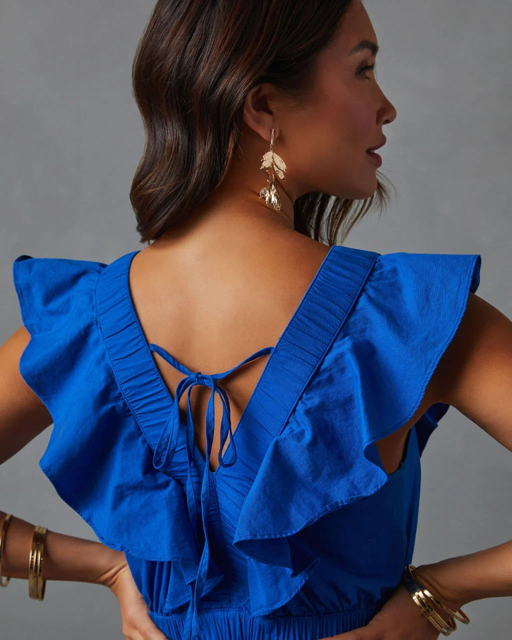 Minerva Tiered Ruffle V Neck Maxi Dress