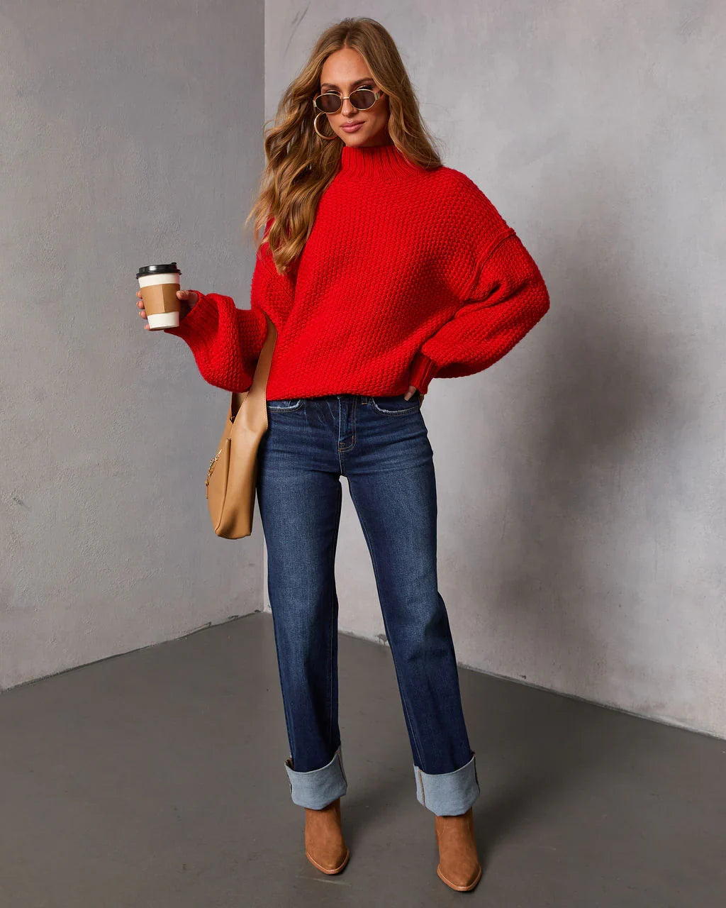 Cozy Slay Knit Mock Neck Sweater