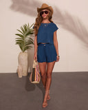 Sunlit Capsule Pleated Chambray Shorts