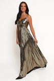 Naira Pleated Maxi Dress Gold