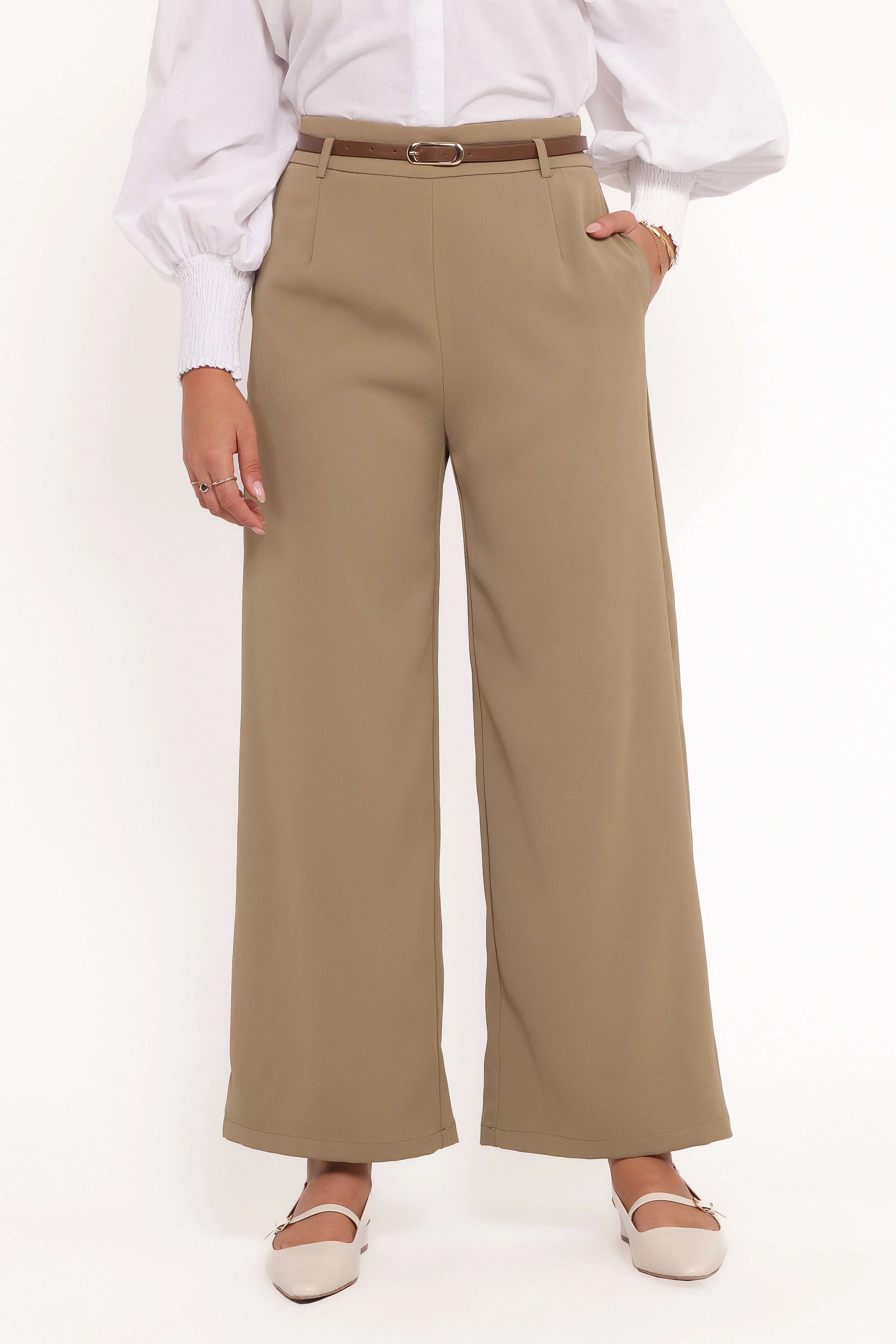 Ceres Belted Wide Leg Pant Olive