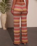 Paradise Ease Chevron Print Flare Leg Pants