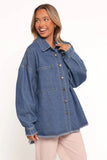 Twiggy Frayed Edge Denim Shacket Denim