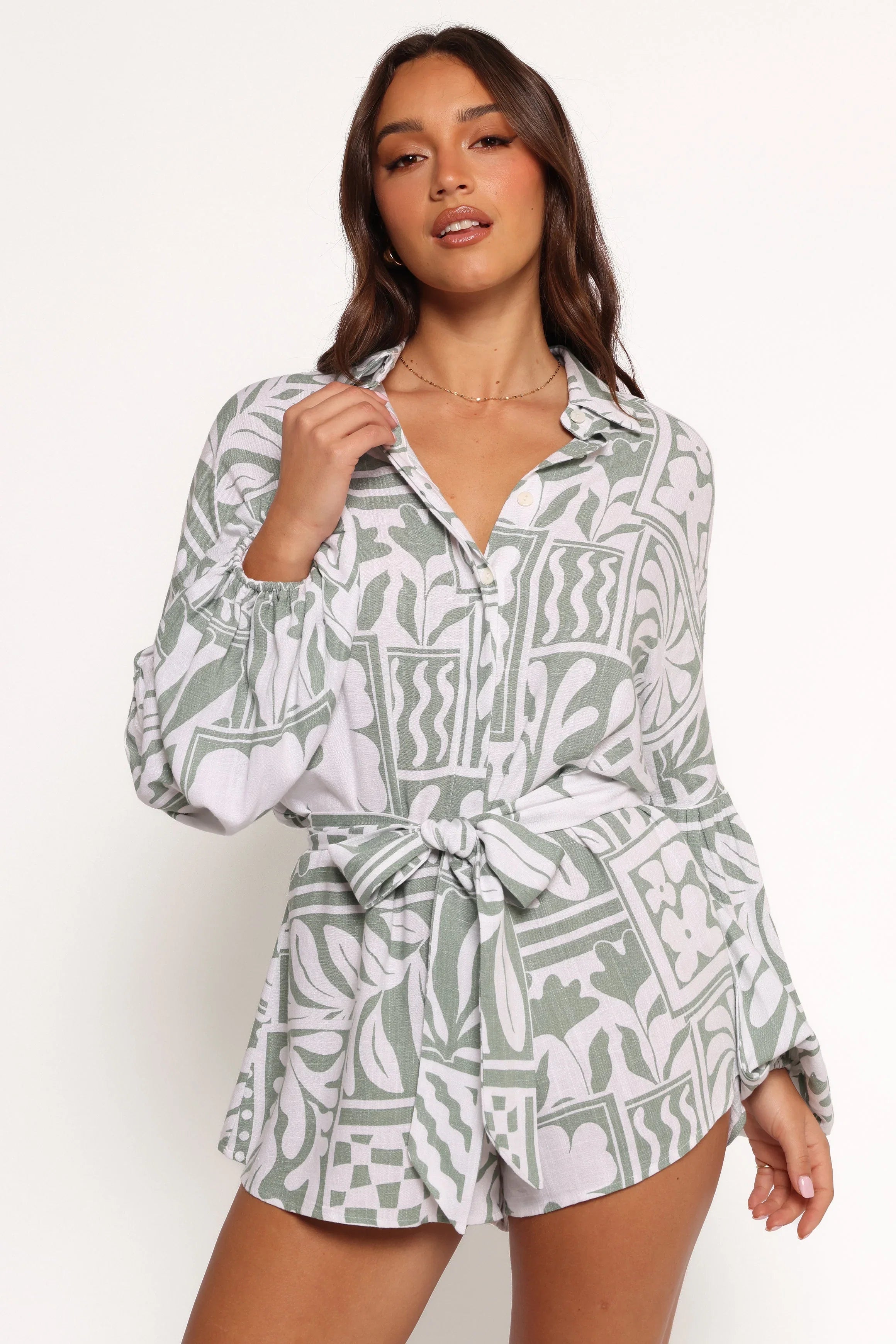 Tansy Romper Sage Print