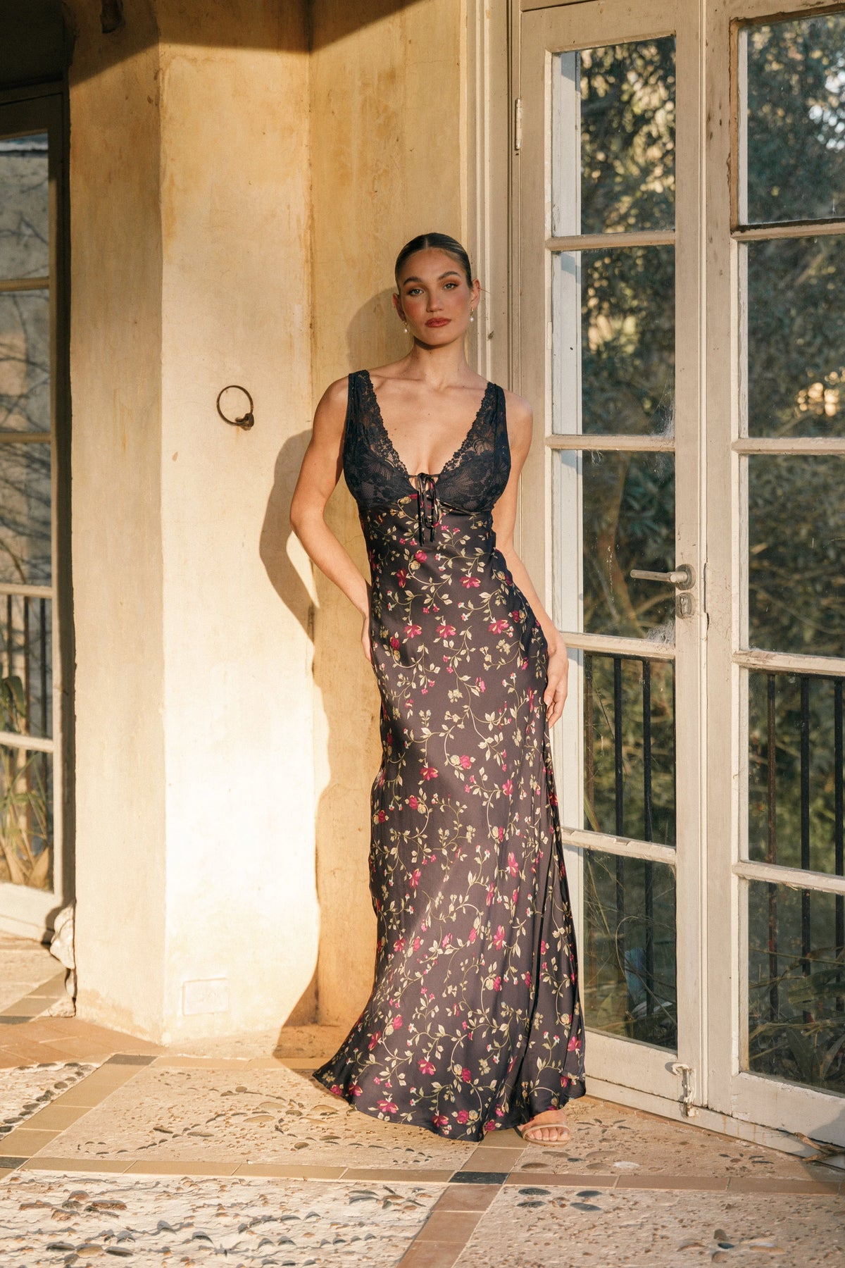 Cammy Maxi Slip Dress Midnight Floral