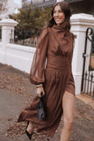 Neveah Long Sleeve Maxi Dress Chocolate