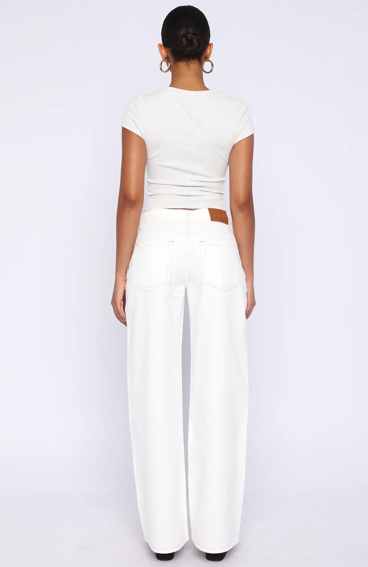 Kendall Mid Rise Wide Leg Jeans Off White