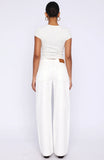Kendall Mid Rise Wide Leg Jeans Off White
