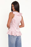 Orelia Ruffle Front Top Pink