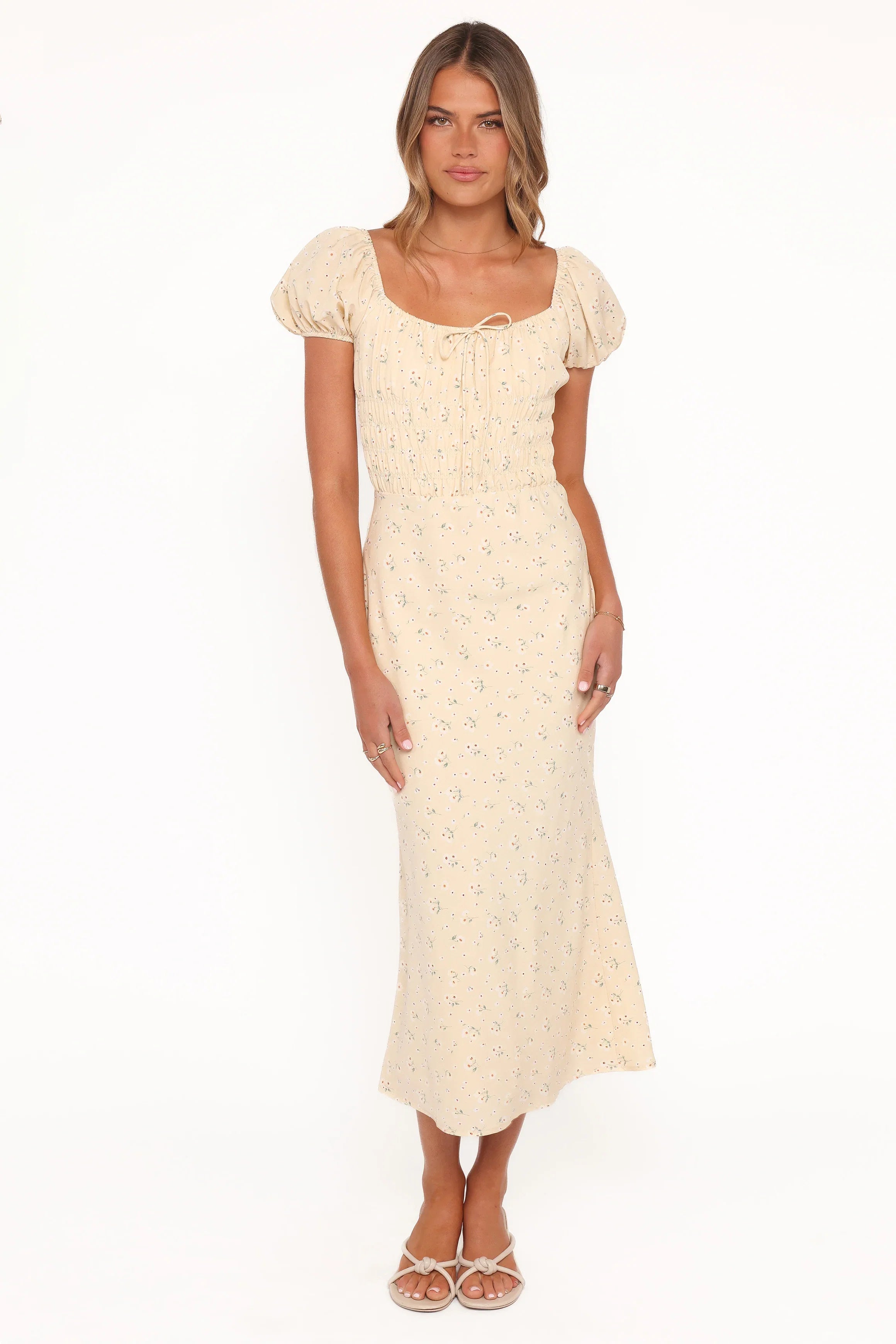 Teigan Midi Dress Yellow Floral