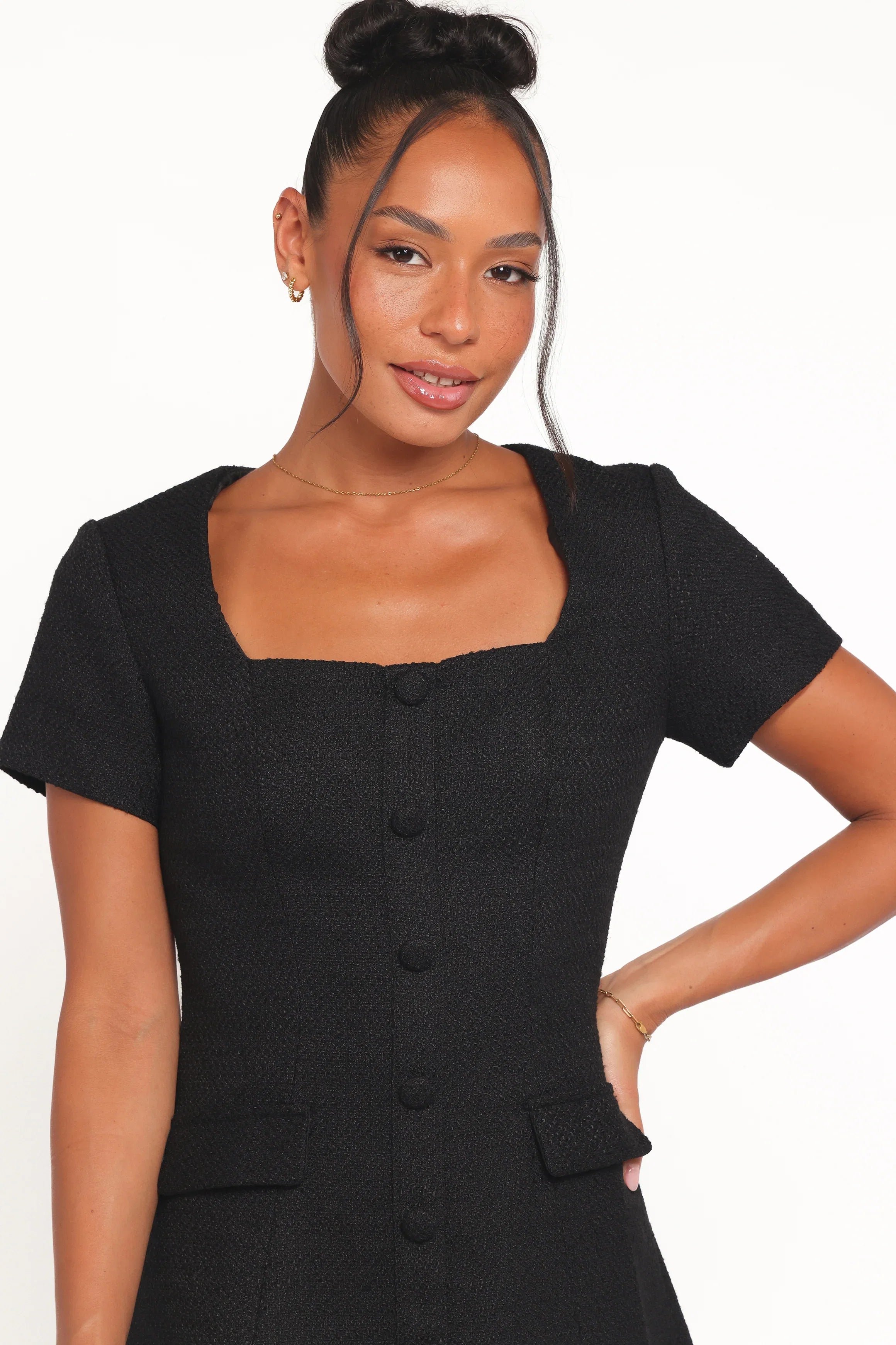 Sutton Mini Dress Black Tweed