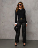 France Contrast Ruffle Sweater Top