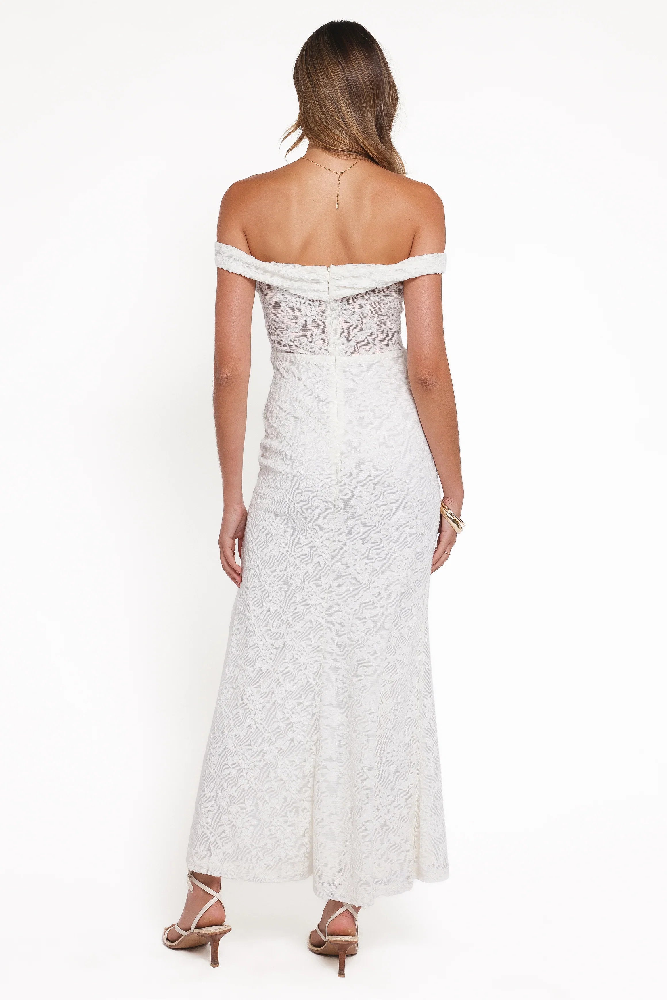 Pascha Off Shoulder Lace Maxi Dress White