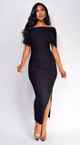 Lucretia One Shoulder Ribbed Midi Dress Black