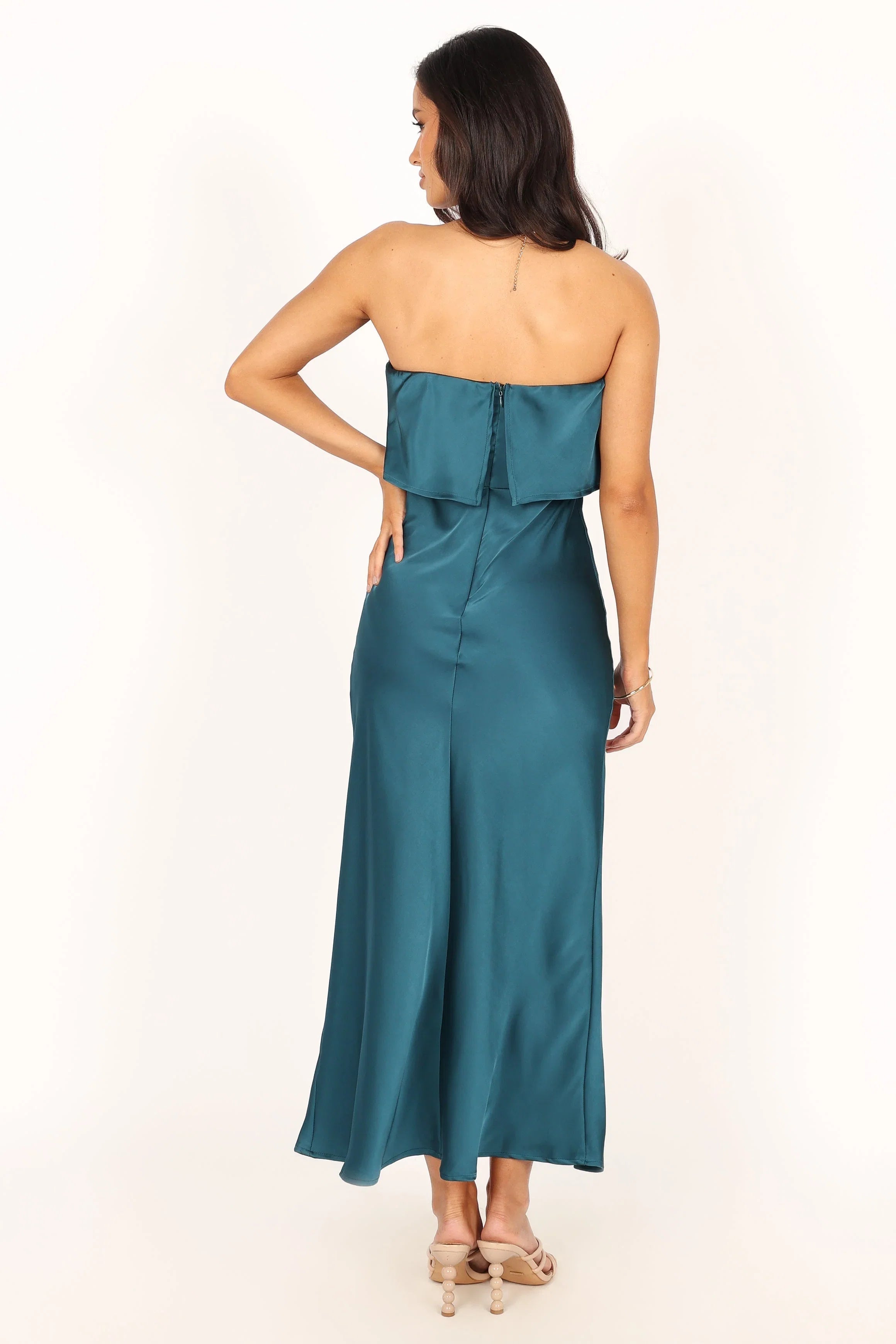 Vienna Strapless Midi Dress Teal