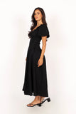 Maria Puff Sleeve Midi Dress Black