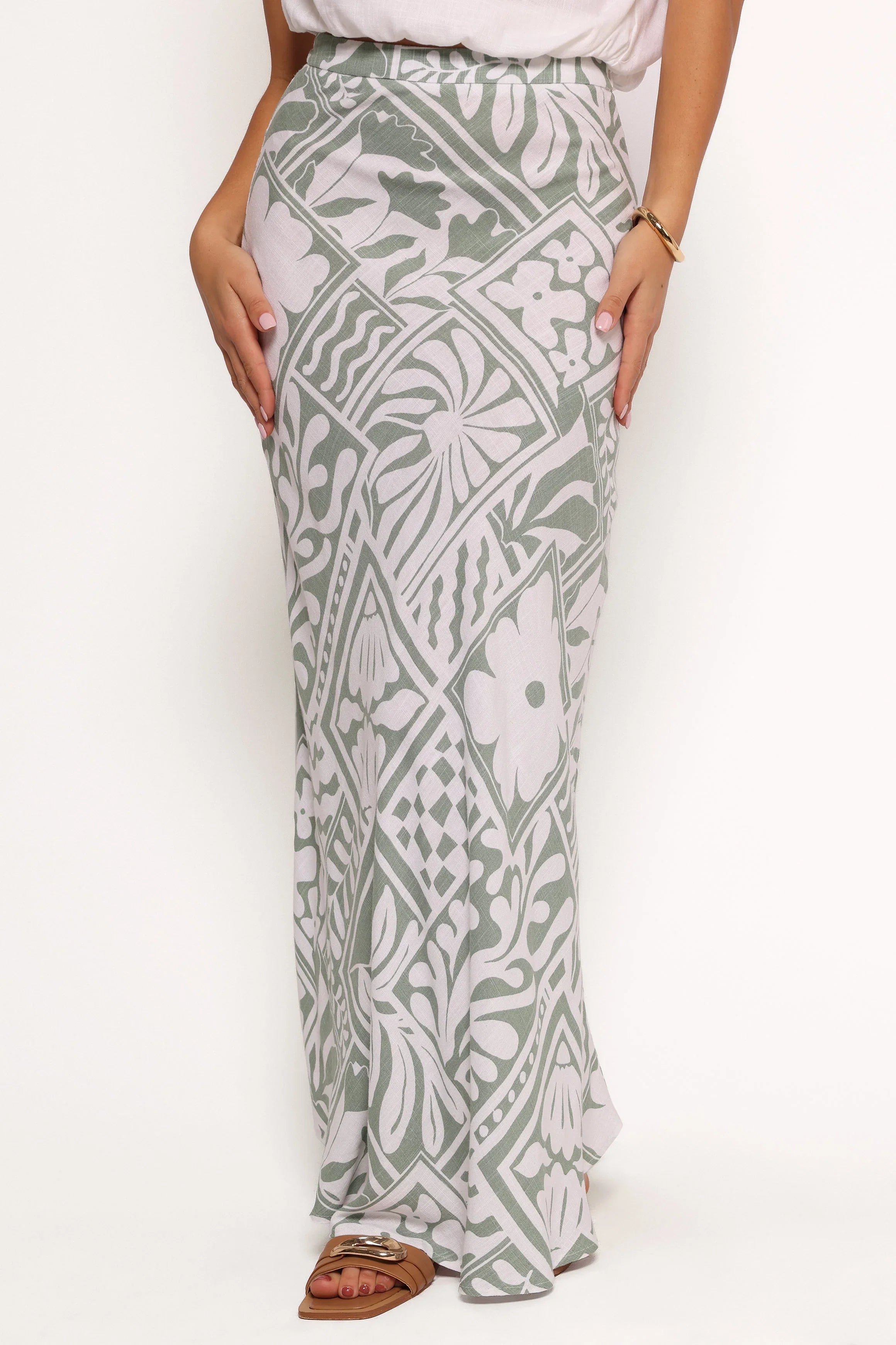 Willow Maxi Skirt Sage Print
