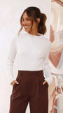 Imogen Long Sleeve Knit Crop White