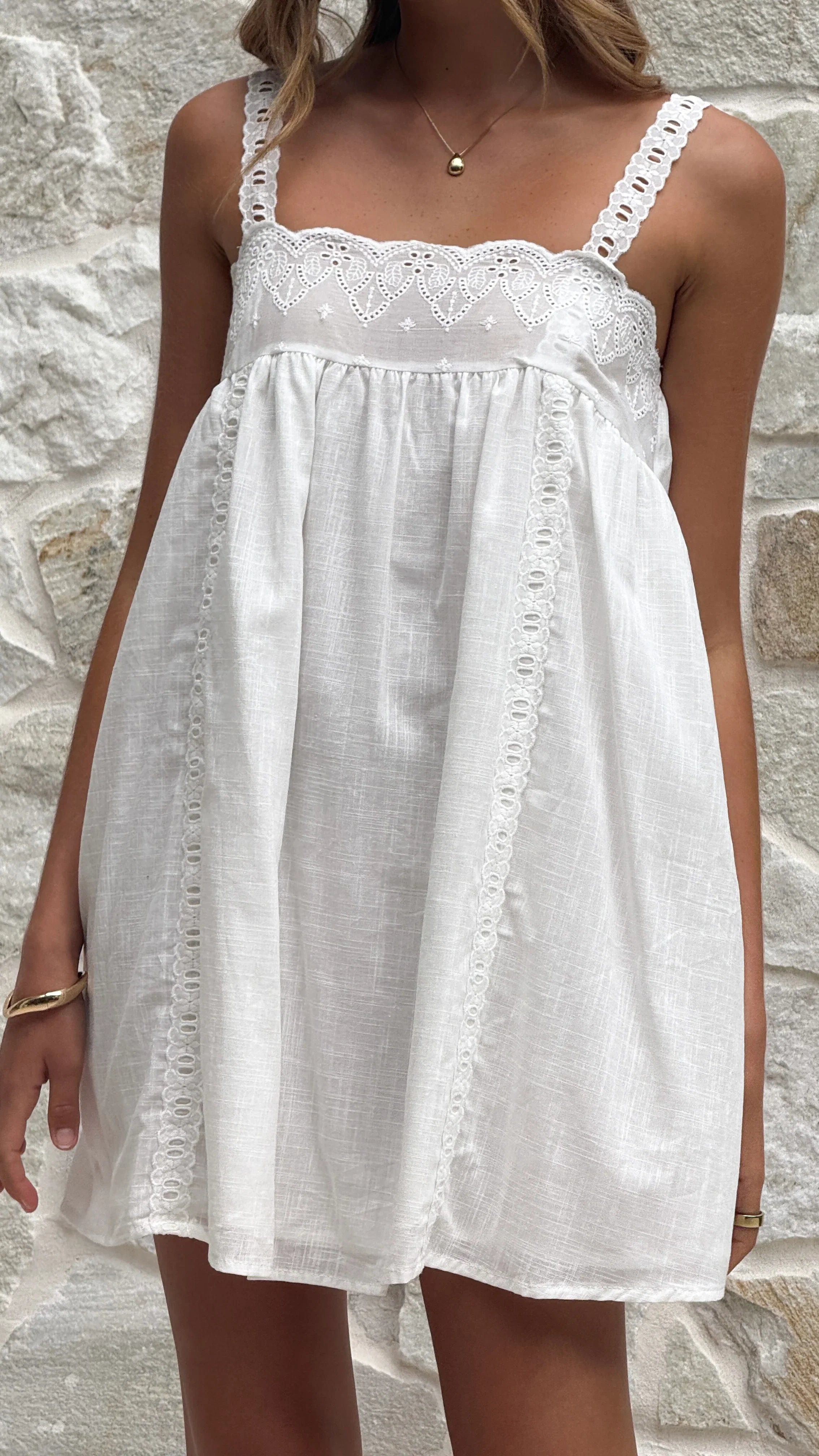 Lacey Mini Dress White