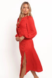 Laine Long Sleeve Midi Dress Red
