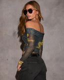 Dreams Only Abstract Off The Shoulder Top