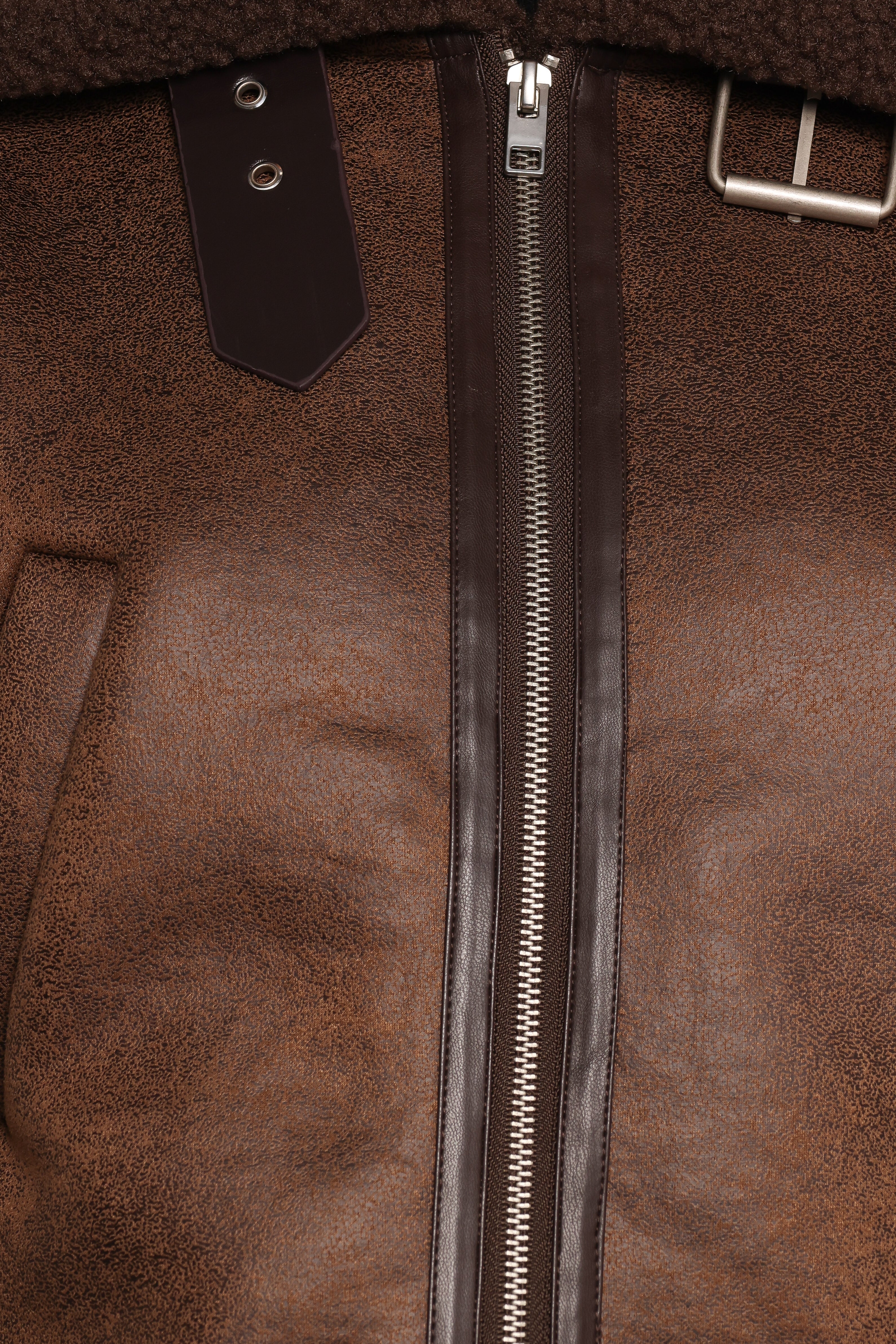 Omi Faux Matte Leather Jacket Brown