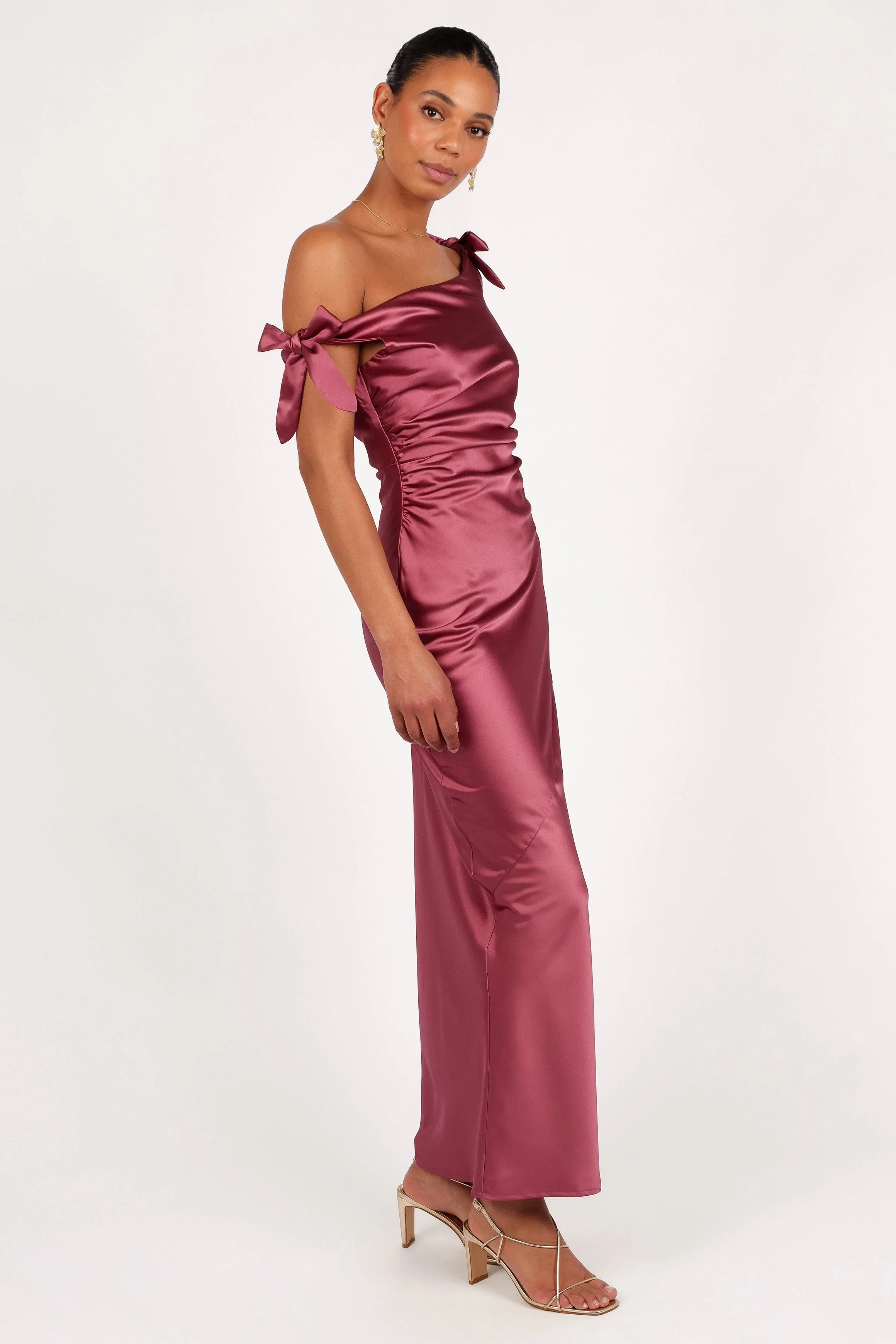 Selma Off Shoulder Maxi Dress Dark Rose