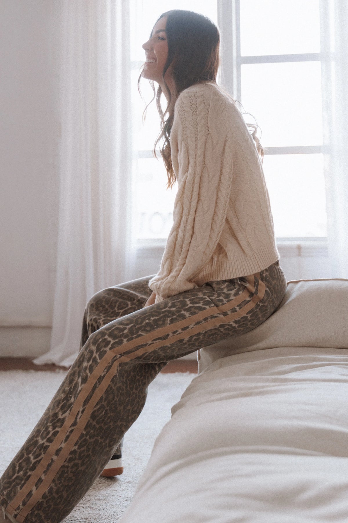 Fletcher Denim Racer Pants Leopard