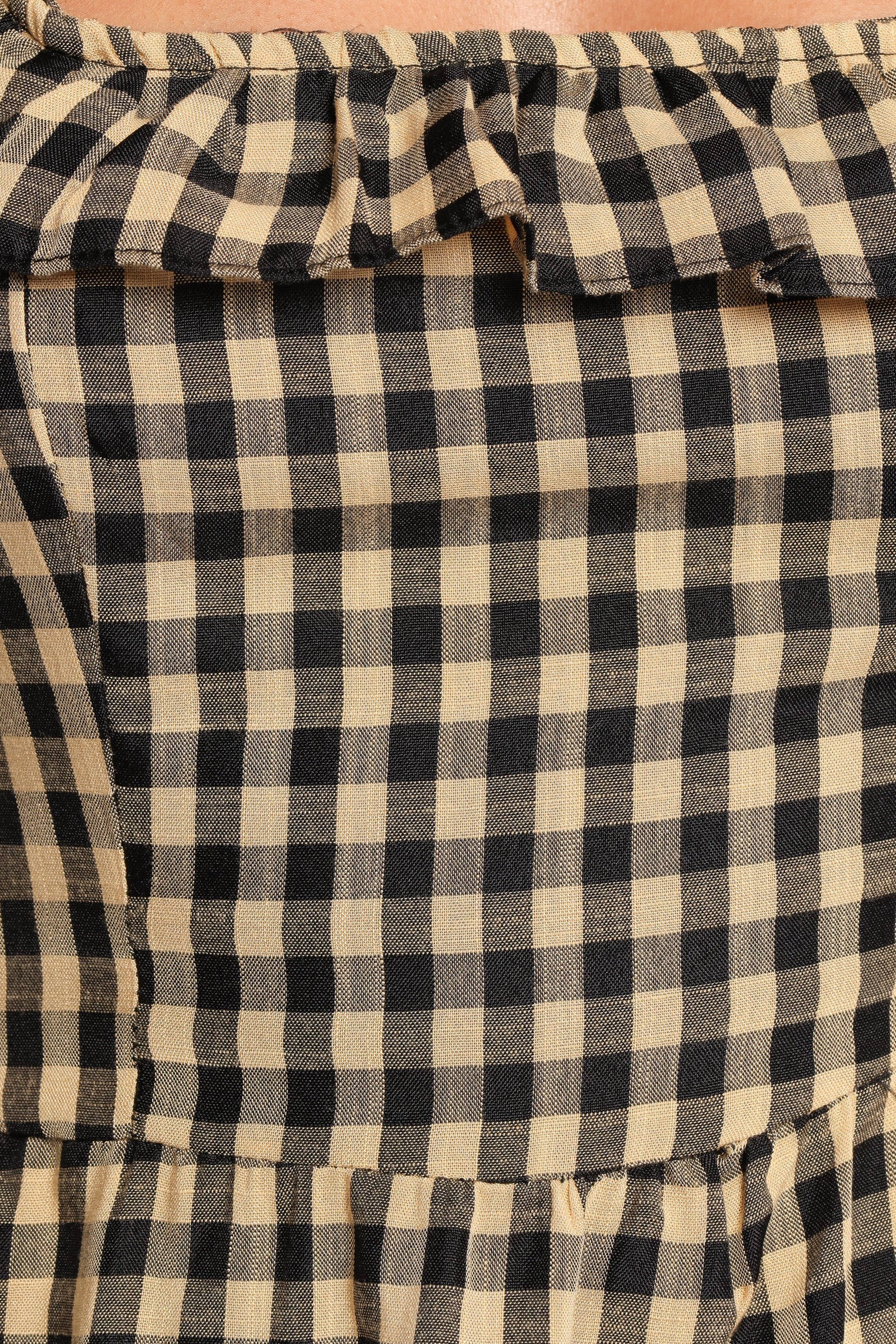Xenia Mini Dress Black Beige Gingham